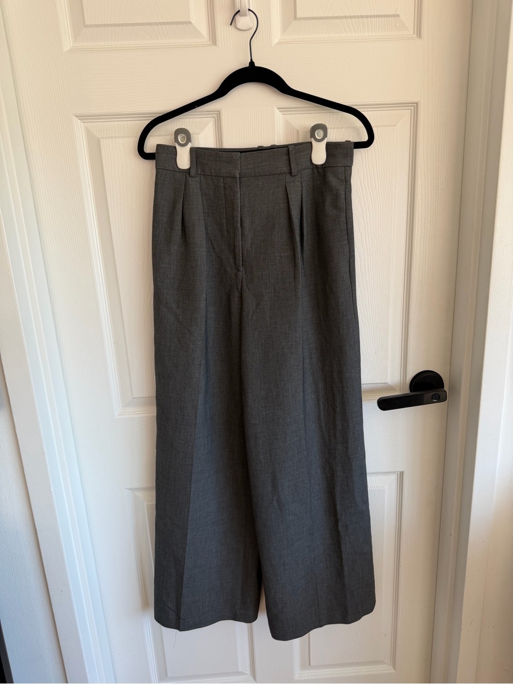 Aritzia Gray Wide-Leg Pleated Trousers